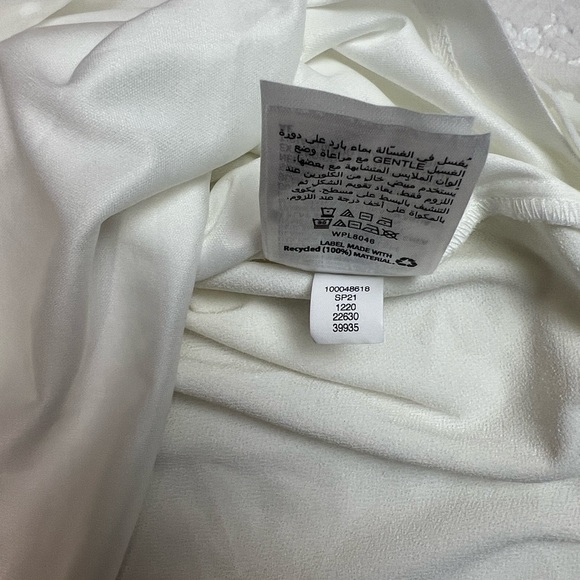 Charter Club flowy white v-neck blouse bell sleeves sheer overlay PL - Picture 8 of 11